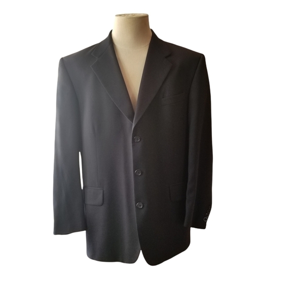 Stafford 44R Suit Jacket / Sport Coat Navy Blue 100% Pure New Wool - Picture 1 of 10